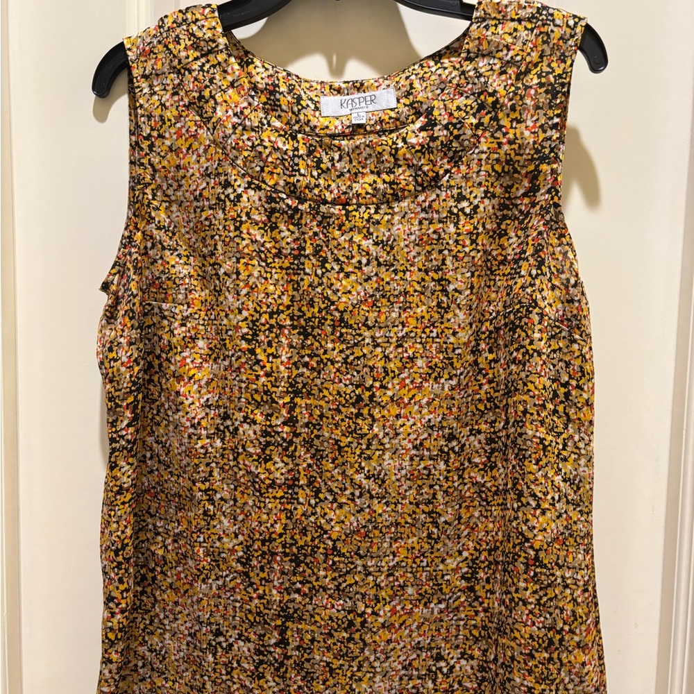 Kasper Women's Floral Sleeveless Blouse - Yellow and Black